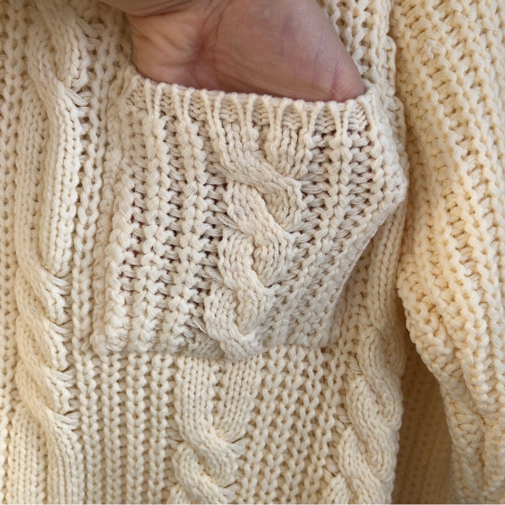 Vintage Essentials Chunky Neutral Tone Turtleneck Knit Sweater Women's Large - Picture 5 of 12